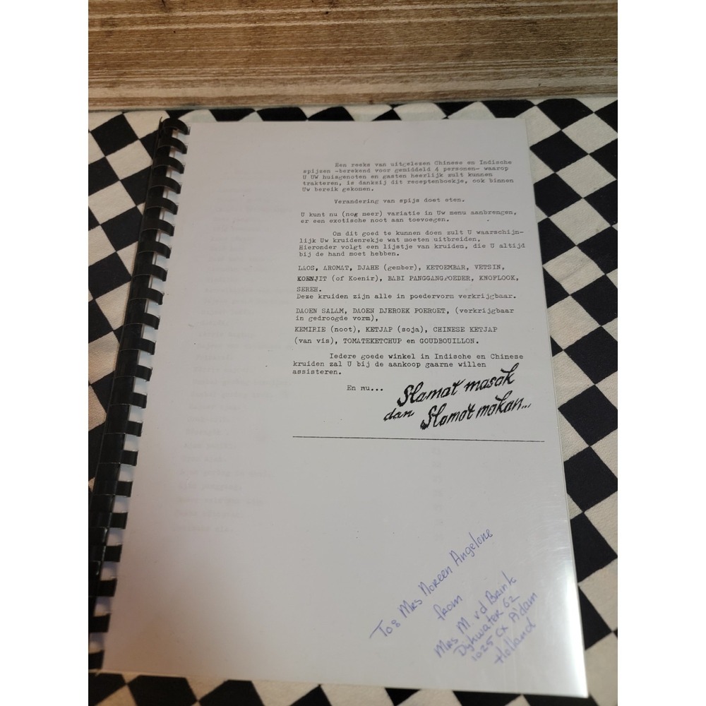 Vintage Dutch Indonesian‎ Chinese Recipe Cookbook Spiral Bound Handwritten...